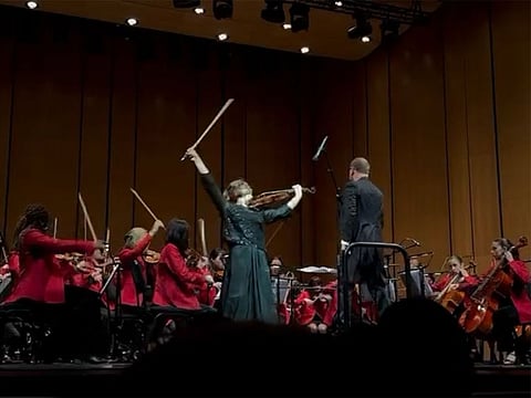 Quite the star, Alexandra Derkaloustian, 16, secured the Concertmaster chair of the UAE’s National Youth Orchestra through blind auditions last year, and went on to reaffirm her prowess at a solo show, on winning the Concerto Competition at Dubai Opera last month.