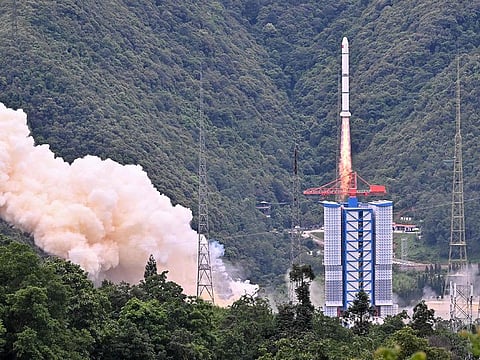 A Long March 2-C rocket carrying a satellite jointly developed by China and France dubbed the Space Variable Objects Monitor (SVOM), lifts off from a space base in Xichang, in China’s southwestern Sichuan province on June 22, 2024.