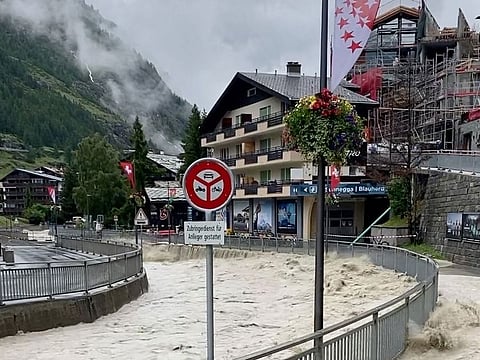 A view of a flood in Zermatt, Switzerland.