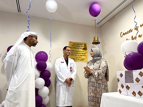 Maysaa Abdullah Rashid, a breast cancer survivor, interacting with doctors at Burjeel Specialty Hospital, Sharjah