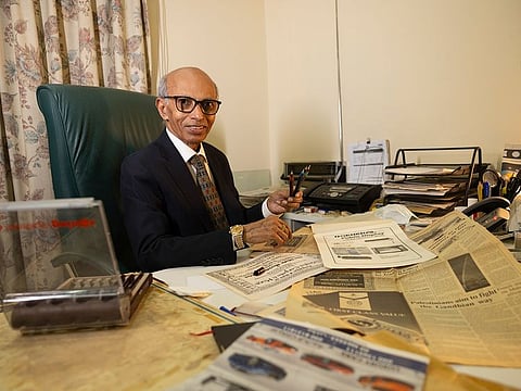 Ramesh Babu's office is a museum of papers, magazines, slides, cinema, radio and TV advertisement material.