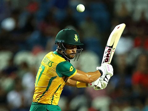 South Africa's Reeza Hendricks during the South Africa v Afghanistan semi final match.