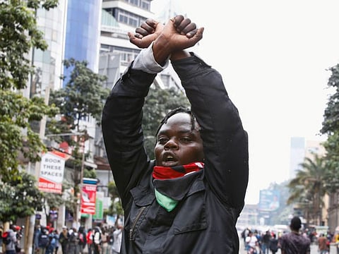 Kenyans protesting against Kenya's proposed finance bill on June 27, 2024.