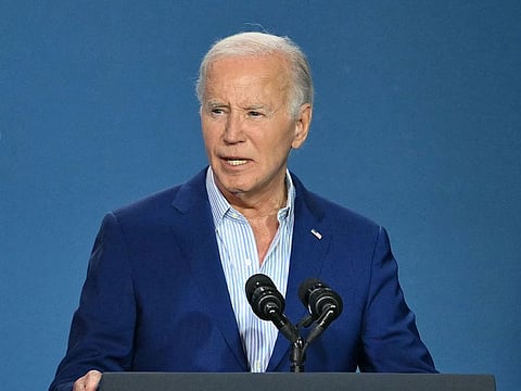 US President Joe Biden speaks at the Stonewall National Monument Visitor Center grand opening ceremony in New York on June 28, 2024.