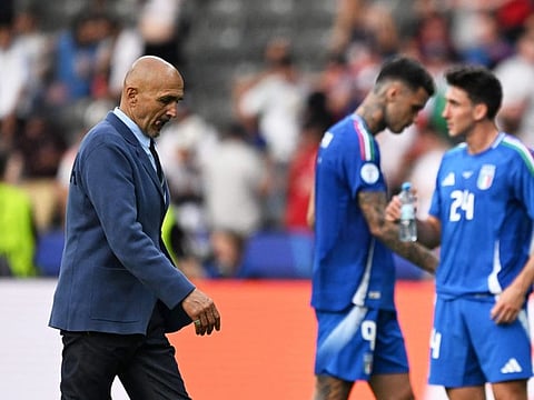 Italy's head coach Luciano Spalletti reacts at the end of the Uefa Euro 2024 round of 16 football match against Switzerland.