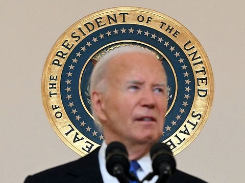 US President Joe Biden delivers remarks on the Supreme Court's immunity ruling at the Cross Hall of the White House in Washington, DC on July 1, 2024.