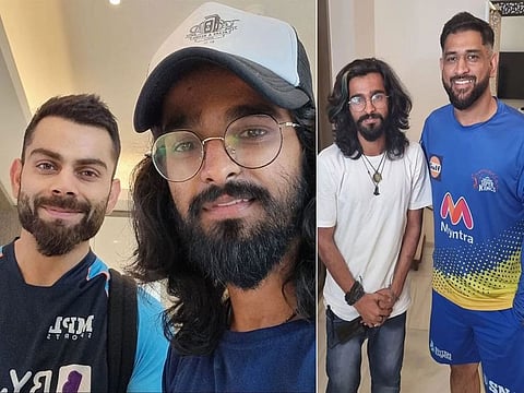 Vishal Salmani with Virat Kohli and MS Dhoni
