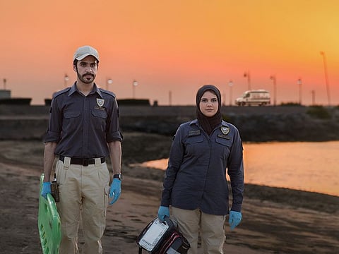 Poster for the 'Safe Summer.. Be Prepared’ initiative of National Ambulance showing paramedics