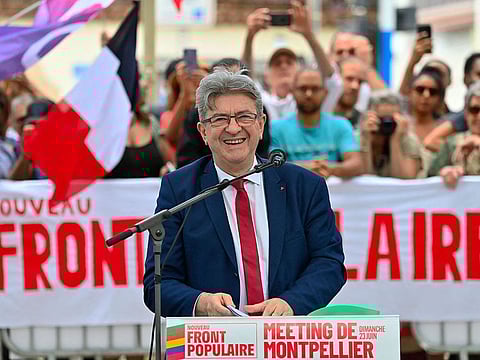Jean-Luc Mélenchon, president of La France Insoumise, wasted no time in capitalizing on the initial poll results of the French legislative vote, which showed strong performance by the leftist parties