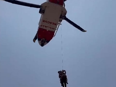 The National Search and Rescue Center shared a video on Instagram showing the rescue team airlifting the man.