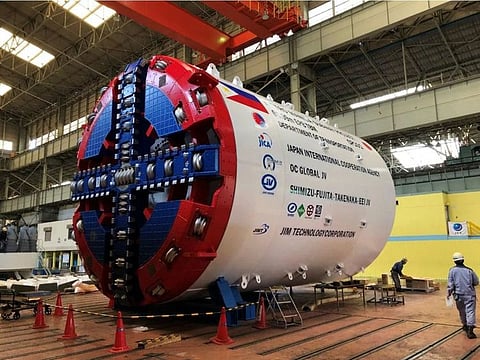 The 74-tonne head of a tunnel boring machine (TBM) being used to build the Metro Manila Subway Project.