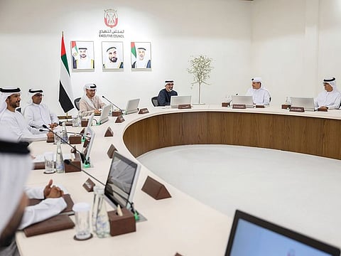 The Emirati Family Growth Programme was approved on Monday by the Abu Dhabi Executive Council, headed by Sheikh Khaled bin Mohamed bin Zayed Al Nahyan (3rd R), Crown Prince of Abu Dhabi and Chairman of the Abu Dhabi Executive Council.