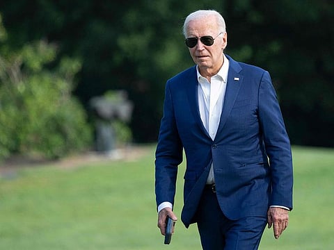 US President Joe Biden walks to the White House in Washington, DC, on July 7, 2024, after attending campaign events in Pennsylvania.