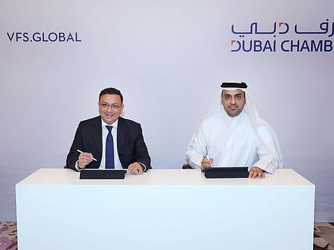 A Memorandum of Understanding (MoU) was signed between Dubai Chambers and VFS Global, the world’s largest visa outsourcing and technology service specialist for governments and their diplomatic missions.