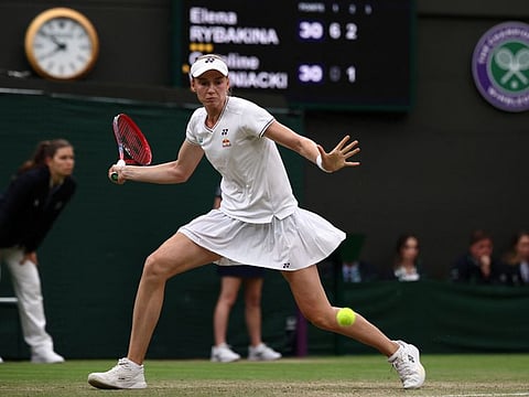 Kazakhstan's Elena Rybakina broke the Ukrainian 21st seed four times in a match lasting just 61 minutes on Centre Court.