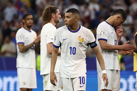 France's Kylian Mbappe reacts after losing the Uefa Euro 2024 semi-final against Spain in Munich on Tuesday.