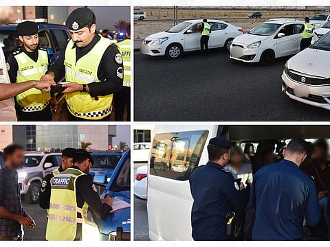 A combo of photos posted by the Interior Ministry show police checking expats' documents in Mubarak Al Kabeer governorate in southern Kuwait as part of a security campaign to detect illegals.