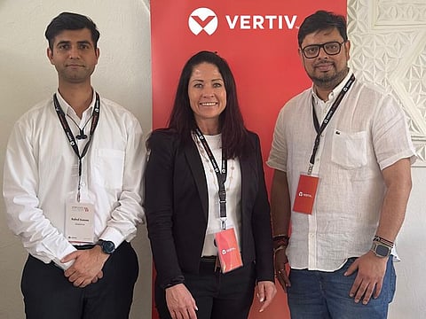 Teaming up: Jacqui Gradwell, Vertiv's Field Marketing Director for Africa (centre) with Rahul Khanna, Product Sales Manager, Redington (left) and Vikash Kumar, Brands Sales Head, East Africa, Redington (right) at Vertiv's recently held partner conference in Kenya