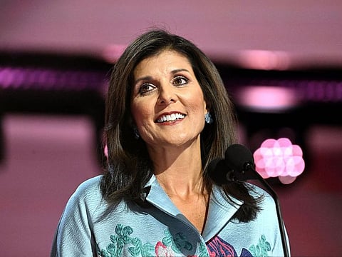 Nikki Haley, former governor of South Carolina, speaks during the Republican National Convention (RNC) at the Fiserv Forum in Milwaukee, Wisconsin.