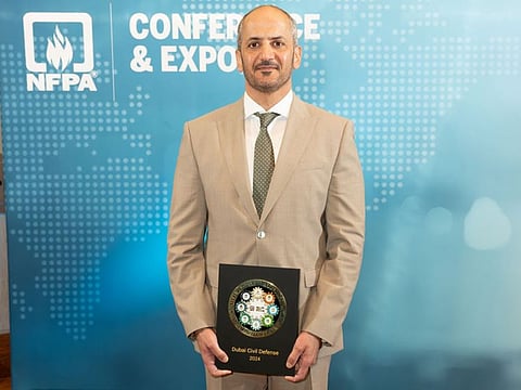 Major General Jamal Bin Adeith Almehairi, Assistant Director General of Dubai Civil Defence, accepted the award on behalf of the Ministry of Interior.