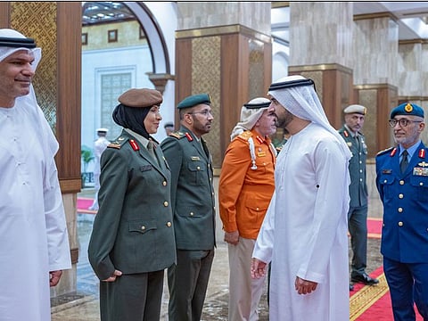 Sheikh Hamdan bin Mohammed bin Rashid Al Maktoum, Crown Prince of Dubai, Deputy Prime Minister and Minister of Defence of the UAE, and Chairman of The Executive Council of Dubai, meeting with Defence Ministry officials and UAE Armed Forces commanders.