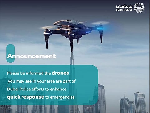 Residents can identify Dubai Police drones by their blue marking