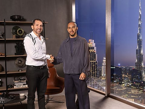 Hisham Mansour (left), Co-founder and Managing Director of CFI with Formula 1 World Champion Lewis Hamilton
