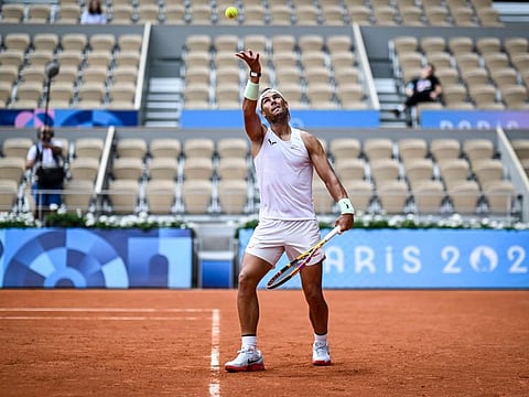 Spain's Rafael Nadal takes part in a training session at the Roland-Garros Stadium complex in Paris on Tuesday.