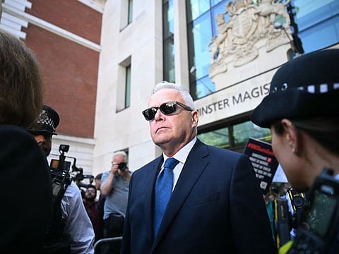 Former BBC news anchor Huw Edwards leaves after a hearing at Westminster Magistrates' Court in London on July 31, 2024.