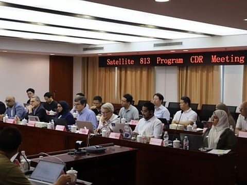 A critical design review session for the Arab Satellite 813 programme underway.