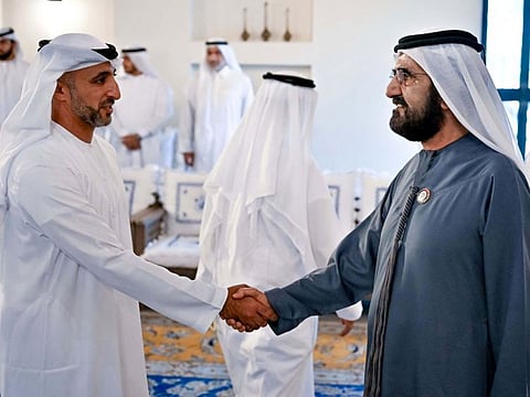His Highness Sheikh Mohammed bin Rashid Al Maktoum, Vice-President and Prime Minister of the UAE and Ruler of Dubai, met a group of dignitaries, businessmen, investors, ministers, and senior officials at Al Shindagha Majlis in Dubai.