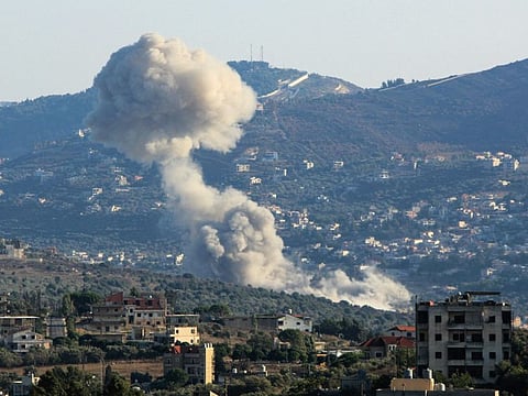 Smoke billows from the site of an Israeli strike on the southern Lebanese village of Kfar Kila on August 6, 2024.