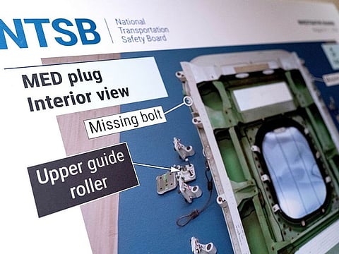 An exhibit displayed during an investigative hearing by the National Transportation Safety Board (NTSB) in Washington, DC, US, on Tuesday, Aug. 6, 2024