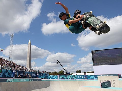 Australia's Keegan Palmer competes in the men's park skateboarding prelims during the Paris 2024 Olympic Games at La Concorde in Paris on Wednesday.