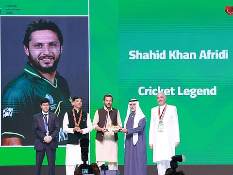 Sheikh Nahyan bin Mubarak Al Nahyan, Minister of Tolerance and Coexistence, on Sunday honoured Shahid Afridi and other awardees along with Faisal Niaz Tirmizi, Ambassador of Pakistan to the UAE.
