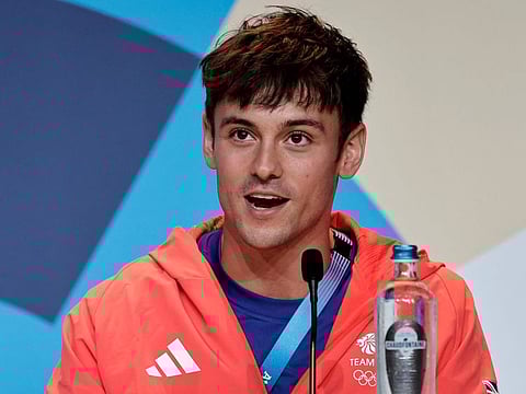 Britain's diver Tom Daley attends the World Aquatics Olympic press conference ahead of the Paris 2024 Olympic Games in Paris, on July 25.