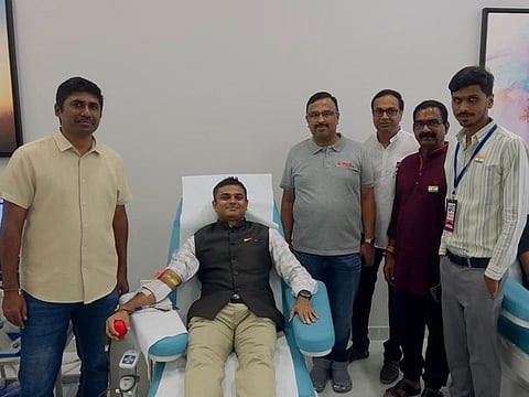 Yatin Patel, Deputy Consul General of India in Dubai, joined more than 130 donors in the ‘Mega Blood Donation Campaign’ organised by the Indian Consulate in Dubai.