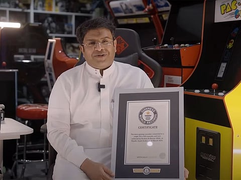 Ibrahim Al Nasser has set a new record by connecting approximately 444 different gaming devices to a single TV screen using an innovative external adapter.