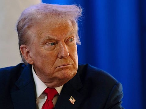 Republican presidential candidate, former US President Donald Trump holds a fighting anti-semitism event with Miriam Adelson at the Trump National Golf Club Bedminster on August 15, 2024 in Bedminster, New Jersey.