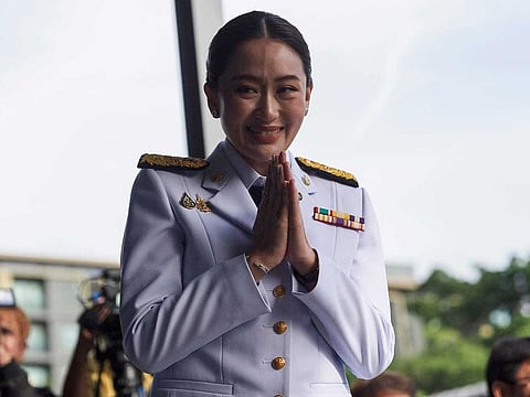 Paetongtarn Shinawatra, known by her nickname "Ung Ing", arrives for the royal endorsement ceremony appointing her as the new prime minister of Thailand, in Bangkok on August 18, 2024