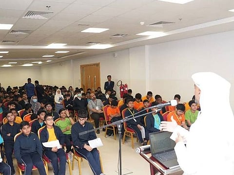 Students and parents attend an cybersecurity awareness campaign titled “Awareness Today...for a Secure Future” conducted by Ajman Police.