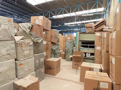 The warehouse where the fake items were being stored in Ras Al Khaimah.