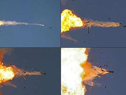 Hezbollah UAV being intercepted by the Israeli air force over northern Israel on August 25, 2024.