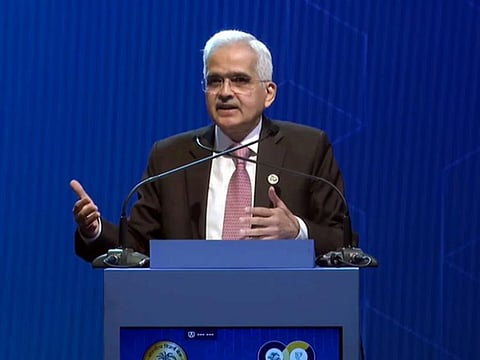 Reserve Bank of India (RBI) Governor Shaktikanta Das addresses the digital public infrastructure and emerging technologies, a part of the RBI@90 initiative at the Global Conference, in Bengaluru, India, on Monday.