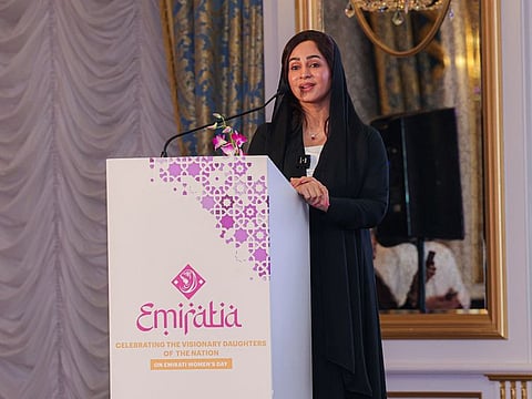 Dr Maryam Mohamed Fatma Matar, Founder and Chairperson of the UAE Genetic Diseases Association delivering her keynote at Emiratia