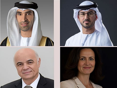 Clockwise from top left: Dr Thani bin Ahmed Al Zeyoudi, Eng. Adnan Al Rais, Helen Mc Elhinney and Hamid M. Al Naimiy