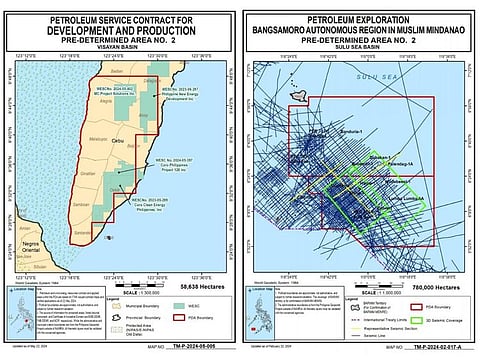 Some of the pre-determined areas (PDA) earmarked by the Department of Energy for exploration, including the Alegria on-shore field on the southern part of Cebu island, and the Sulu Sea Basin.
