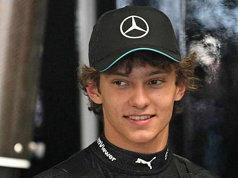 Mercedes' Italian driver Andrea Kimi Antonelli prepares before first practice session, ahead of the Italian Formula One Grand Prix at Autodromo Nazionale Monza circuit, in Monza on August 30, 2024.