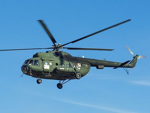 An illustrative image of Soviet-designed Mi-8 military helicopter.