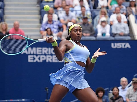 USA's Coco Gauff hits a return to Ukraine's Elina Svitolina during their women's singles third round match on day five of the US Open tennis tournament at the USTA Billie Jean King National Tennis Center in New York City, on Friday.
